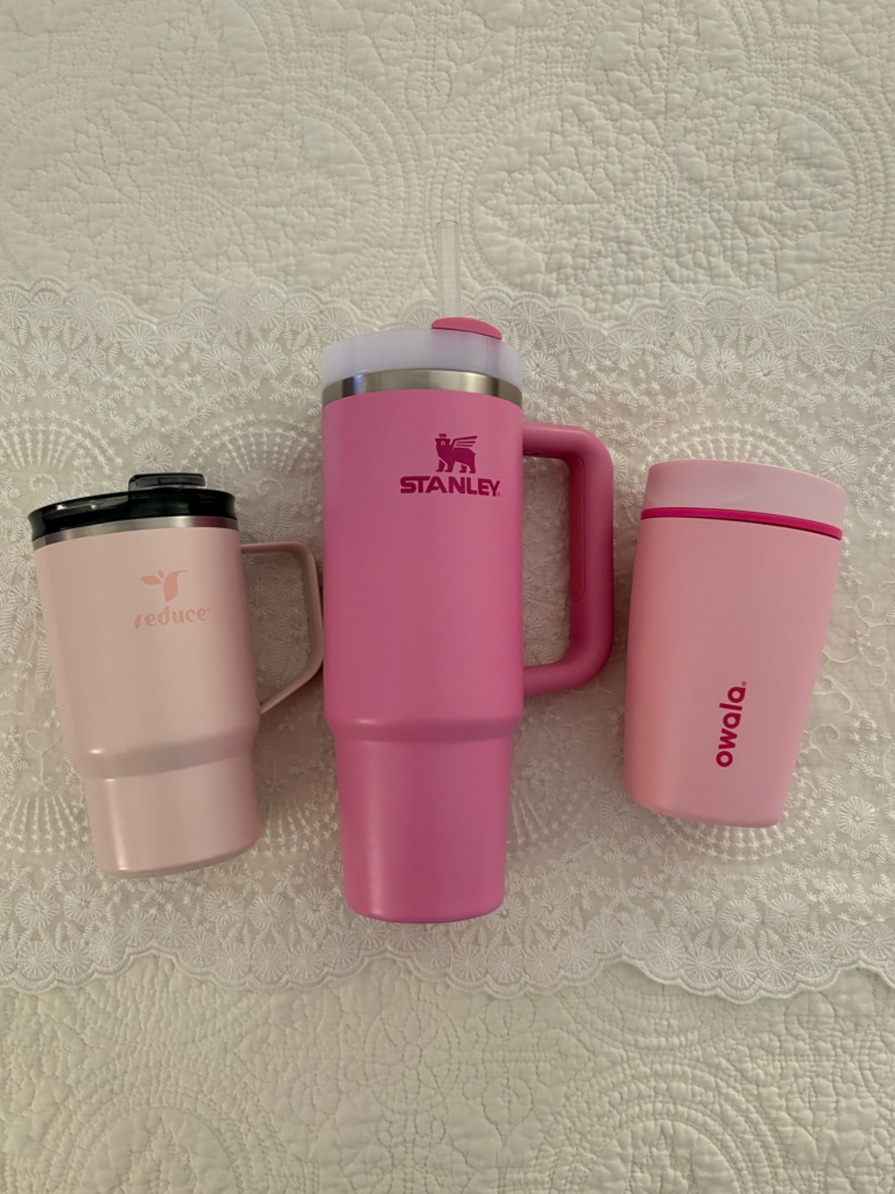 Pink Stanley Owala Travel Mug Bundle